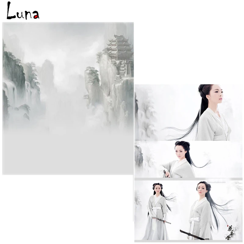 

Chinoiserie Vinyl Backdrop For Photography splash-ink landscape paintings Personal portrait Oxford Background For Photo studio