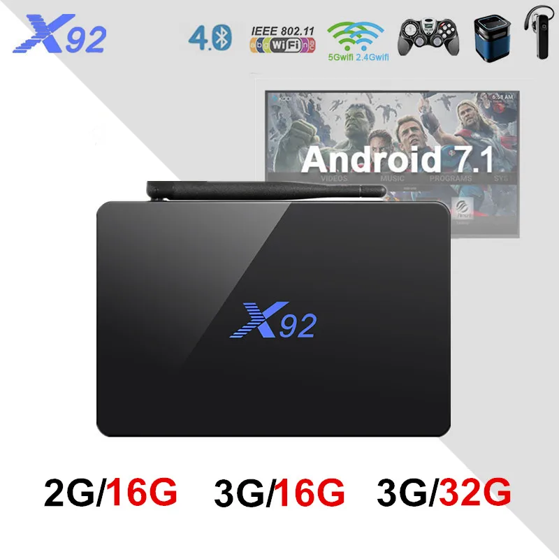 New X92 TV Box Android 7.1 Amlogic S912 Octa Core 2GB 3GB 16GB 32GB 5G Wifi 4K Bluetooth H.265 With USB 2.0 Set Top Box PK H96 New X92 TV Box Android 7.1 Amlogic S912 Octa Core 2GB 3GB 16GB 32GB 5G Wifi 4K Bluetooth H.265 With USB 2.0 Set Top Box PK H96