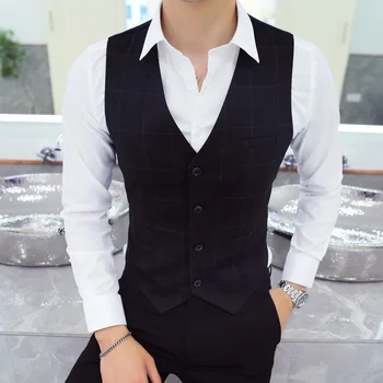 

business vest waistcoat men Black and grey vest men Business party mens vests