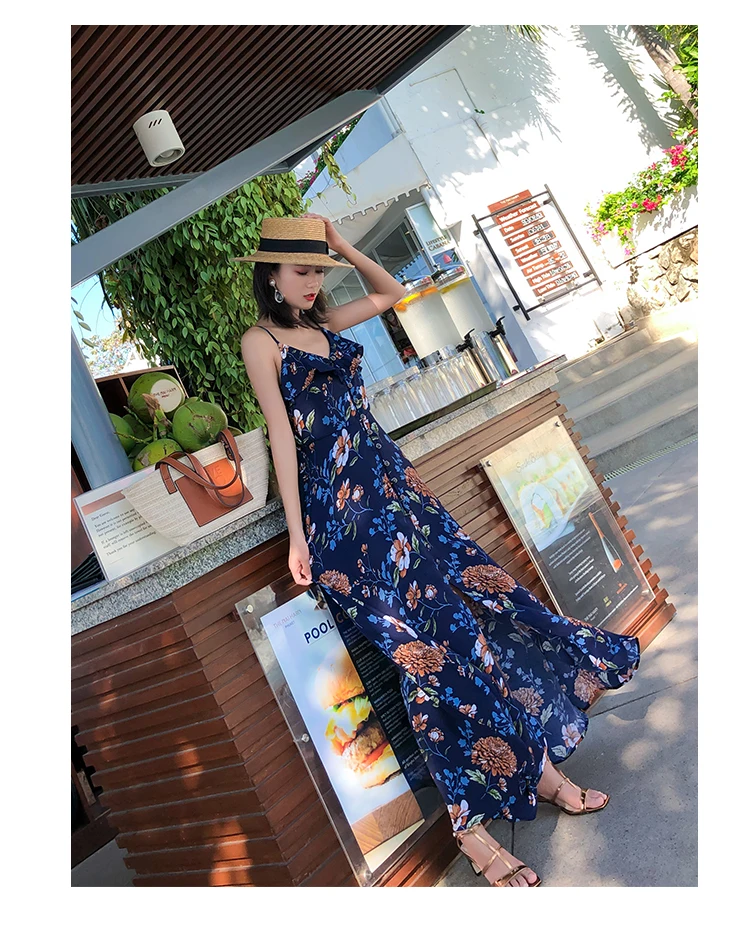 Женское платье макси с цветочным принтом и пуговицами в стиле бохо, Элегантное летнее Тропическое длинное пляжное платье, винтажные корейские вечерние платья для подиума