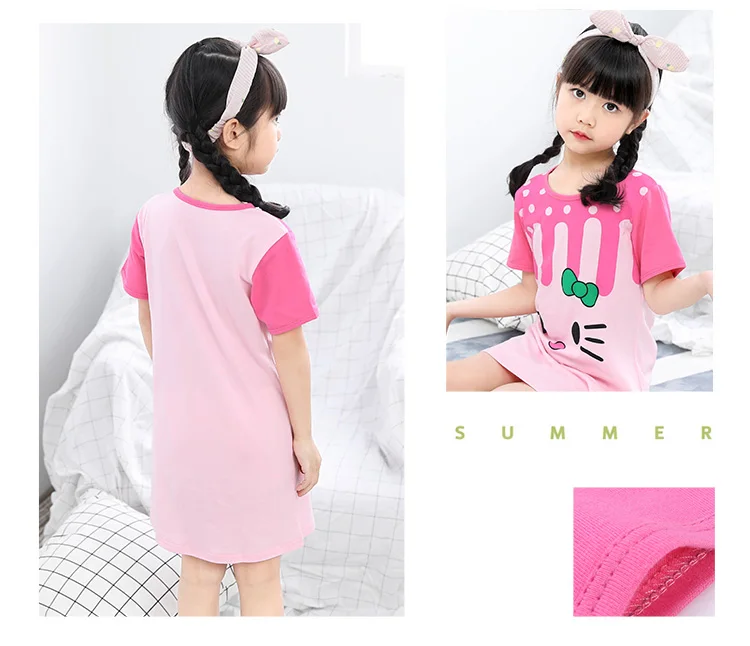 Розничная ; детская одежда для девочек; Летние платья; пижамы для маленьких девочек; Милая Ночная рубашка принцессы; Детская домашняя одежда; Cltohing; Sleepwear3-14Y для девочек