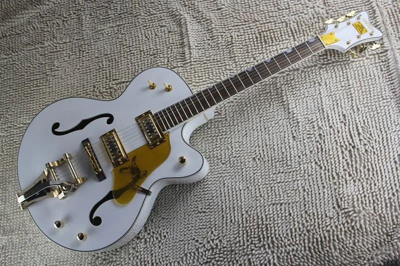

Factory Custom GRETSCH THE WHITE FALCON 6120 Semi Hollow Body Jazz Korean Tuners Electric Guitar With Bigsby Tremolo hardcase