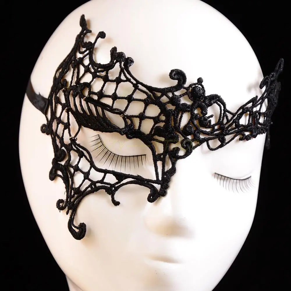 NEW Women Lace Face Eye Black Half Mask Masquerade Spider Web Hollow Masque Cutout Fancy Venetian Carnival Halloween Party TOP# | Дом и сад