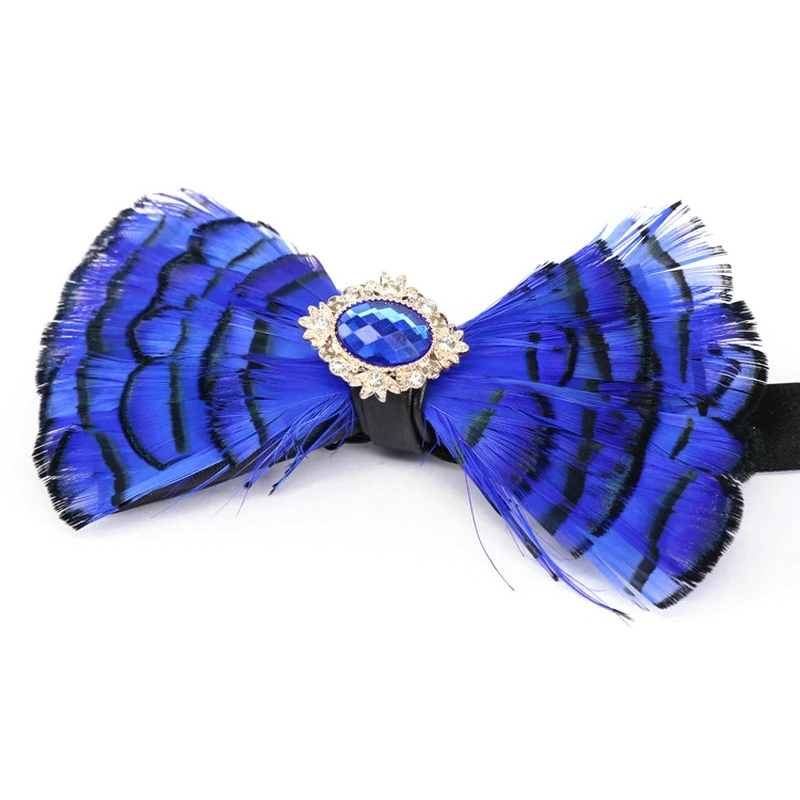 Мути-цвета вариант ручной работы галстук-бабочка с перьями со стразами Свадебная вечеринка Повседневный галстук-бабочка с подарочной коробкой