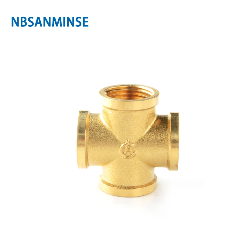 

NBSANMINSE 10pcs/lot SM1005 3/8 1/2 Female Cross Connector For Water Heating Copper Joint Fitting
