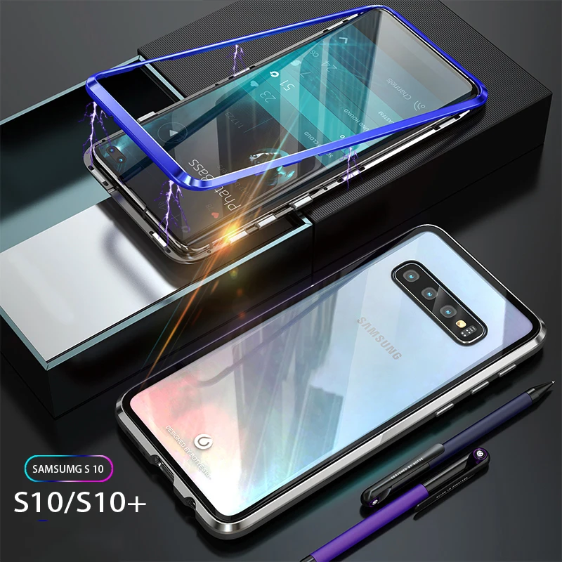 Для Samsung S10 + Plus S10e чехол Магнитная Адсорбция CNC Алюминиевый металлический бампер