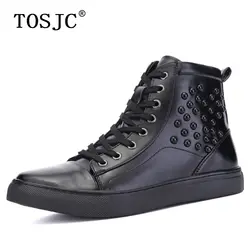 TOSJC/брендовая модная обувь с заклепками для скейтбординга, повседневная обувь из натуральной кожи, высокие кроссовки в стиле панк на