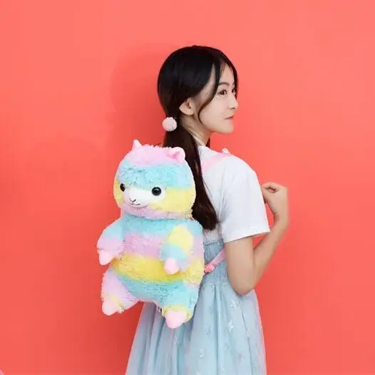 

Soft Rainbow Alpaca Backpack Plush Toy Stuffed Japanese Alpacasso Alpaca Schoolbag Children Birthday Gift