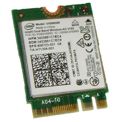 Беспроводная карта адаптера для Intel Dual Band Wireless AC 3165 3165NGW WIFI Bluetooth4.0 NGFF 802.11AC HP SPS 806723