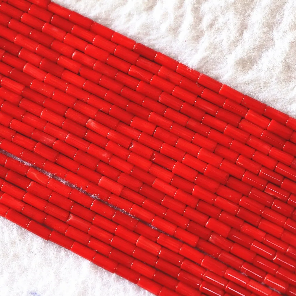

Natural red orange coral 5x2mm 9x4mm column tube stone loose beads fashion women party prom gifts diy jewelry making 15inch B608