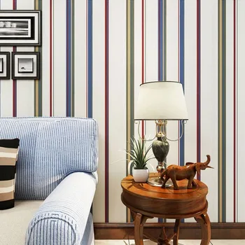 

Colomac 3D non-woven simple color vertical stript wallpaper roll living room bar cafe background decoration pattern wall paper