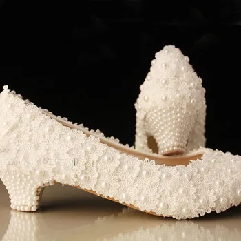 

Lady Special Shoes Wedding Shoes White Low Heel Bridal Dress Shoes Evening Party Prom ShoesFree Shipping