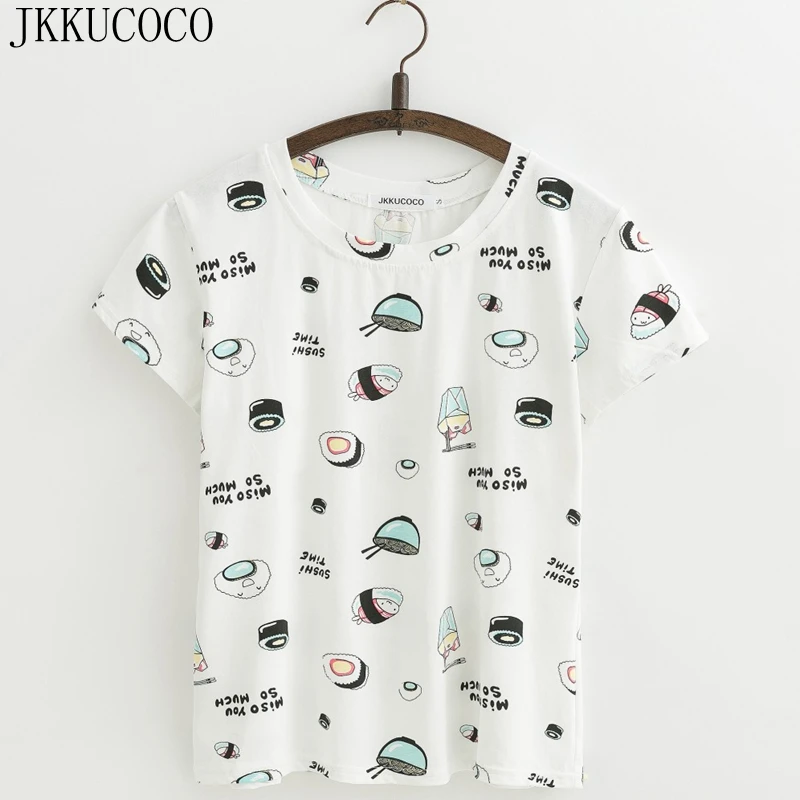 Новейшая женская футболка JKKUCOCO с мультяшным принтом торта Повседневная коротким