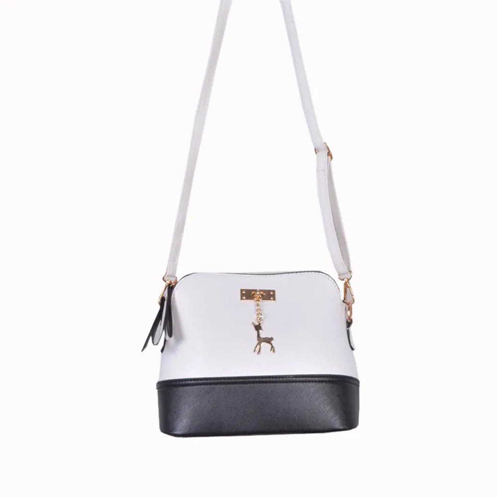 

New ladies leather deer decorative zipper Messenger bag women shoulder bag fashion casual shell chain solid Messenger bag bolsa