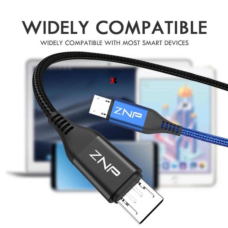 ZNP Micro USB кабель 3A Быстрый кабель синхронизации данных и зарядки для samsung huawei Xiaomi LG Andriod 3.0A Micro usb кабели для мобильных телефонов