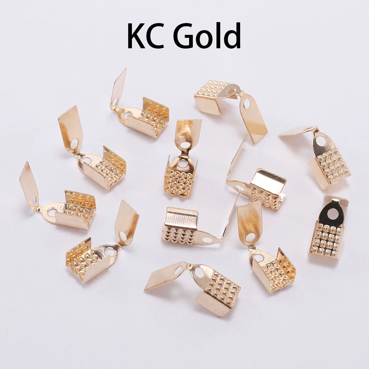 100 шт., размер: 4, 5 6 мм кожи отложной Обжим кабеля рондели для бусин застежка браслета крепления для ожерелий набор «сделай сам» для материал для изготовления украшений - Цвет: KC Gold