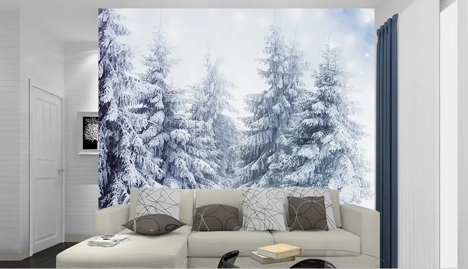Пользовательские 3d обои для гостиной кедровый Лес Снег фон walln фото настенные