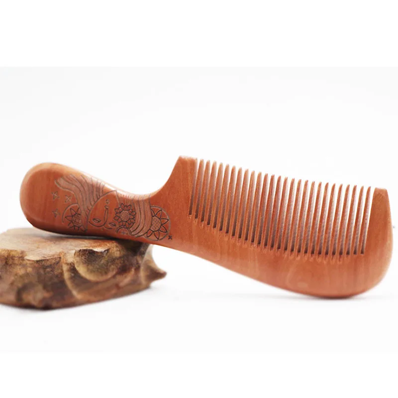 Fine Old Mahogany Comb, Anti-static, Anti-hair Loss Chinese Natural Peach Wooden Hair comb-5