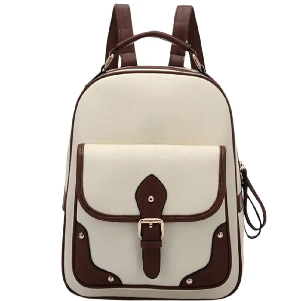 banabanma Women backpack Girl Retro PU Backpack Fashion All match Knapsack Large Capacity Casual Travel Bags