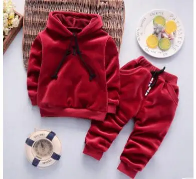 Новинка года, зимний костюм для мальчиков и девочек возрастом от 0 до 3 лет теплая Корейская стеганая куртка с рисунком из двух предметов для малышей - Цвет: Красный