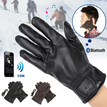 

Bluetooth PU Leather Glove Winter Warm Gloves For Mobile Phone For Pad Answer Phone Listen to Music New