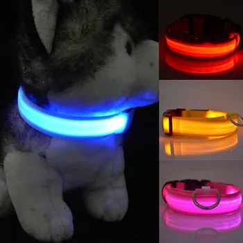 

Nylon LED Pet Dog Collar Night Safety Flashing Glow In The Dark Dog Leash Dogs Luminous Fluorescent Collars Pet Supplies