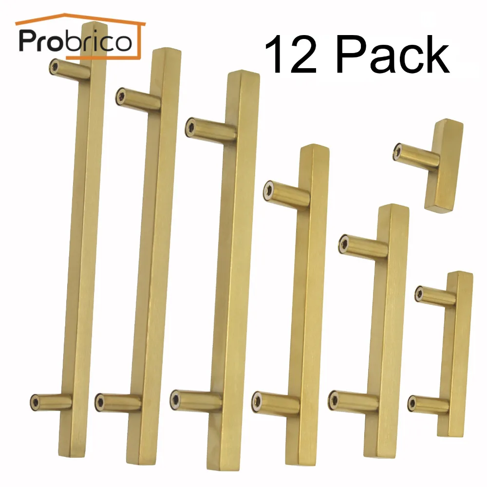 Probrico 12 قطعة الذهبي مجلس الوزراء المقابض للأثاث مقابض أدراج خزانة مضمد التأثيرات خردوات من الفولاذ المقاوم للصدأ