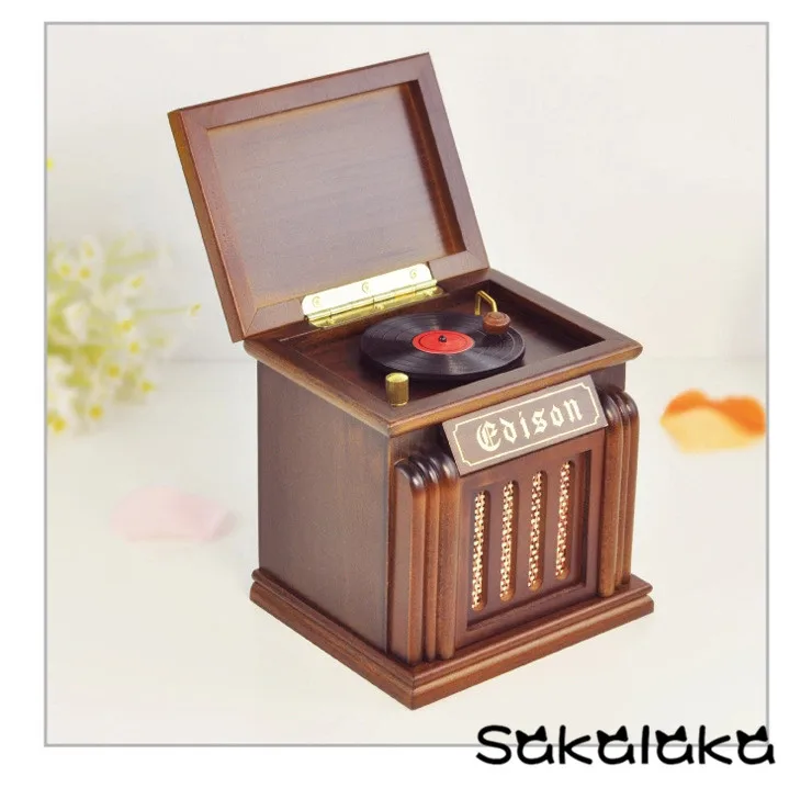 high grade retro creative wooden phonograph record machine design music