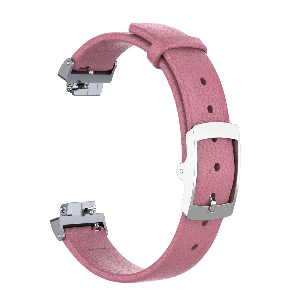 Litchi Veins Adjustable Classic Genuine Leather Replacement Bands for Fitbit InspireInspire HR Fitness Tracker Strap (8)