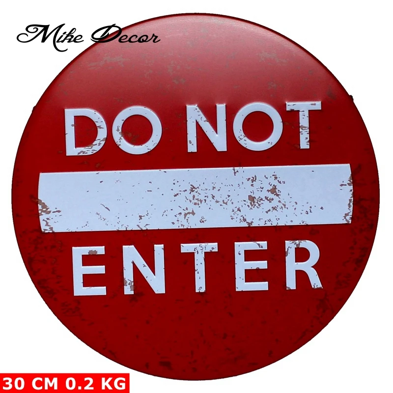 [Mike Decoration] Не вводите круглый знак картина в стиле ретро подарок металлическая
