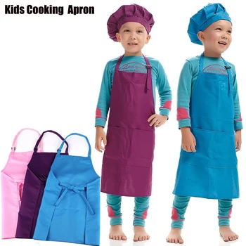 

Cute Children Apron Kids Plain Apron Kitchen Cooking Baking Painting Cooking Bib Child Apron for Cooking Eating Accessories