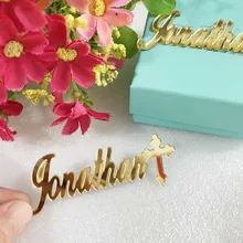 Персонализированные зеркальные золотые деревянные карты, деревенские акриловые именные карты, пользовательские Именные Бирки, свадебные приемные деревянные знаки