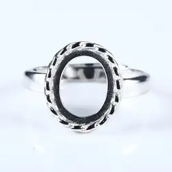 925 пробы серебро Обручение обручальное кольцо 9x11 мм овальный кабошон полу крепление кольцо из белого золота Цвет Fine Jewelry установка