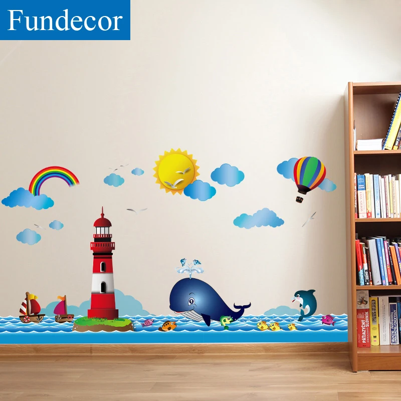 [Fundecor] Ocean Lighthouse Cartoon Children's Wall Sticker For Kids
