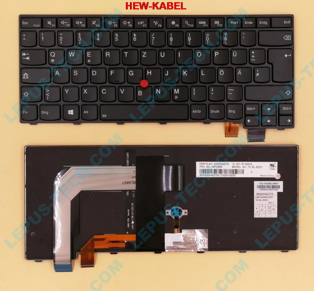 

New For LENOVO for IBM for Thinkpad New T460P T470S T470P S2 T460S GR German DE Backlit Keyboard
