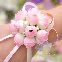  Wedding decoration mariage rose Wrist Corsages Hand Flower silk Lace PE Foam Artificial Brides Bridesmaid wrist flower christmas 