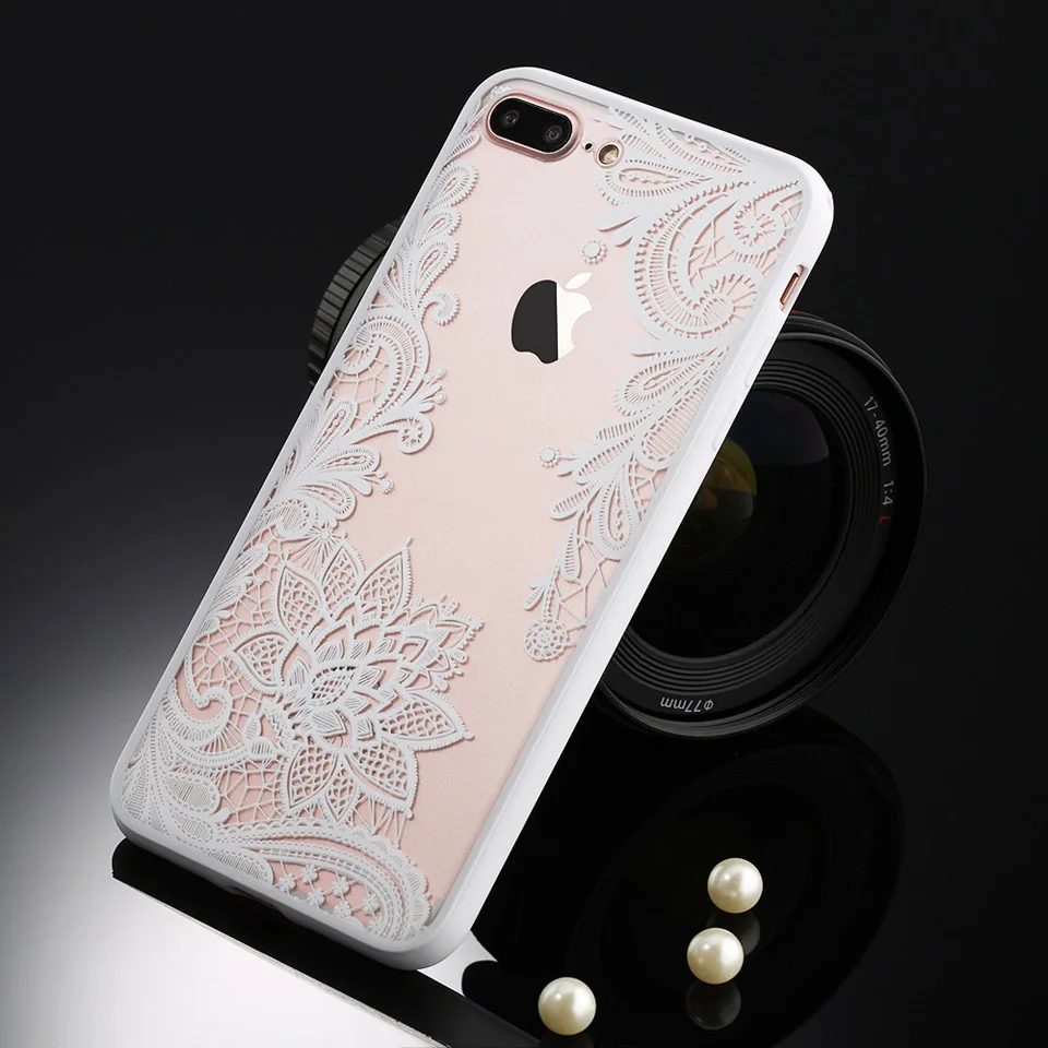 Stylish Lace Flower Phone Cases For Apple iPhone Models Hard PC Cases Back Cover Sadoun.com