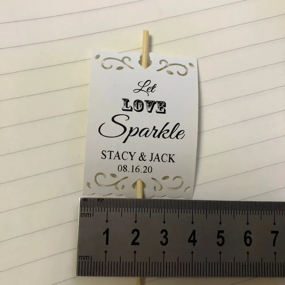 20 Personalised wedding sparkler tag covers Favours custom marriage sparkle stick tags let love glow