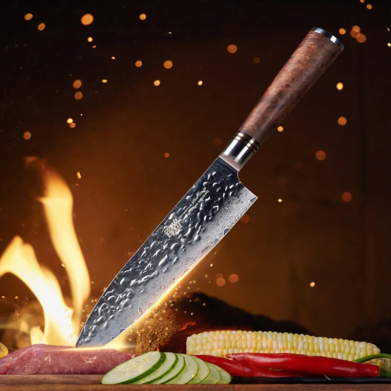 

Sapele Handle 8 inch Professional Vg10 Damascus Kitchen Chef Knife Japenese 67 Layer Kitchen Sharp Chef Slicing Paring Cut Knife