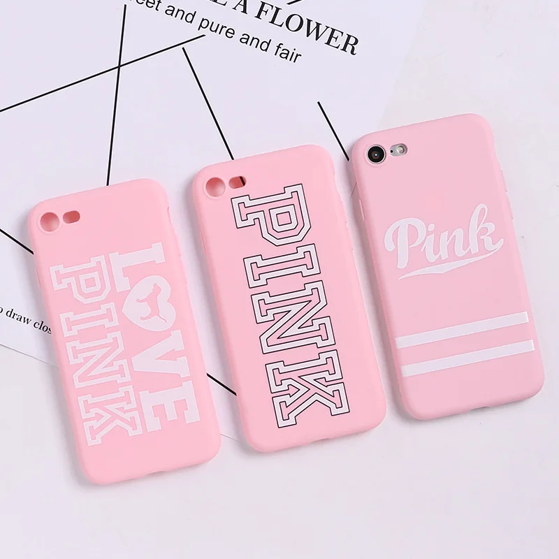 Fashion Victoria Hot Pink Soft Silicone Case for iPhone 7 Plus Case For