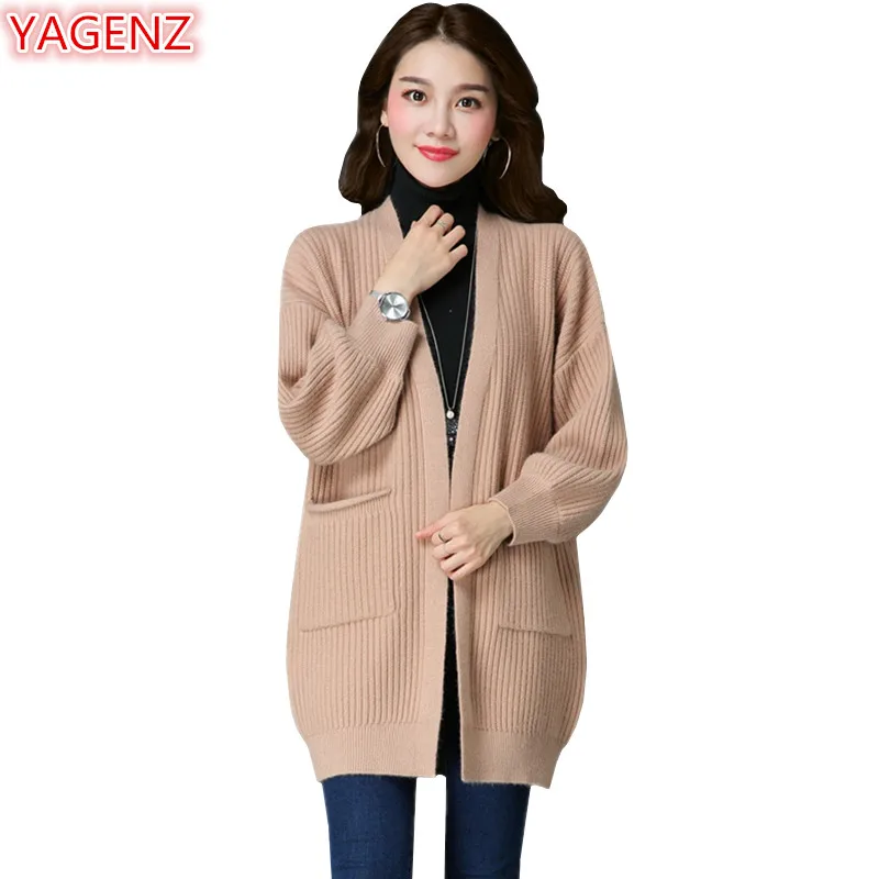YAGENZ Fashion Cardigan High-quality Knit Sweater Women Ladies 2018 New Spring And Autumn Clothes Loose Coat V collar350 |