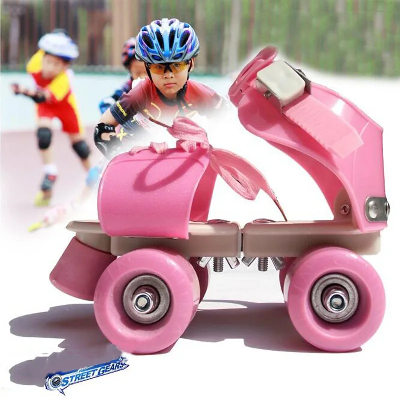 Kopen Maat Verstelbaar Kinderen Rolschaatsen Dubbele Rij 4 Wielen Schaatsen Schoenen Schuiven Slalom Inline Skates Kids Geschenken Roller Sneakers