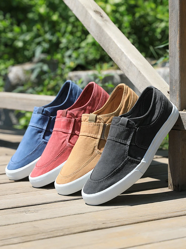 

2019 Men's comfortable breathable non-slip canvas shoes youth men's soft bottom lazy casual shoes