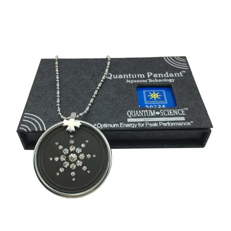 

Anti EMF Radiation Pendant Necklaces Stainless Steel Round Crystal Volcanic Stone Lava Round Bio Scalar Energy Quantum Necklace