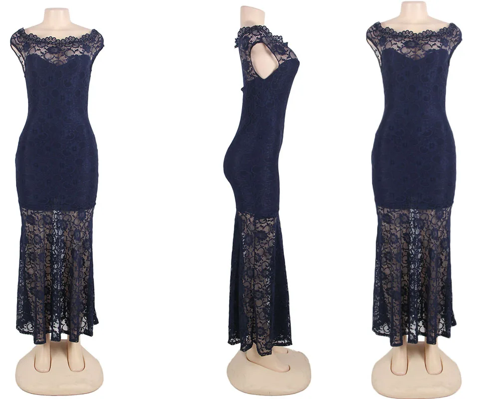 Plus Size White Lace Elegant Party Gown7