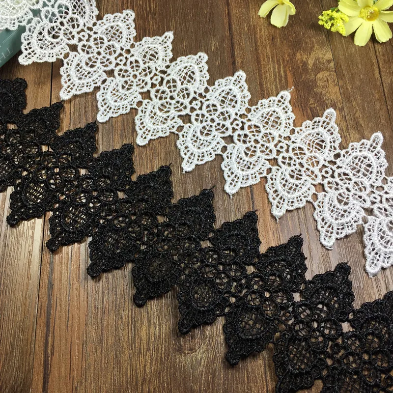 10yards 6.5CM Polyester Sewing Craft Crochet Tassel Shape Net Lace Trim Clothes Embroidered Applique Decorative Ribbon HBLHR-038