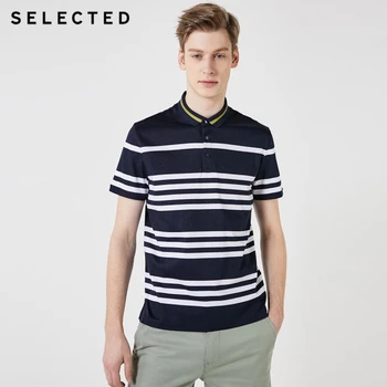 

SELECTED Men's Striped Turn-down Collar Short-sleeved Polo S|419206529