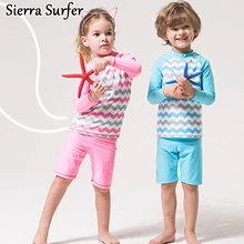 Купальный костюм из 2 предметов для девочек, детская одежда для купания, милые детские купальные костюмы, коллекция года, детские штаны для мальчиков и девочек большой длинный рукав, солнце