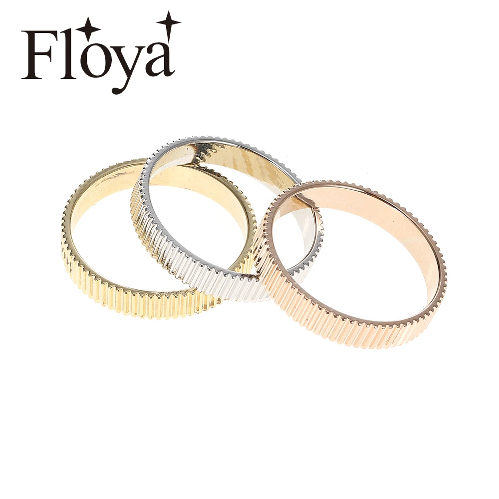 

Floya Gear Rings 4mm Width Interchangeable Women Statement Kitting Stainless Steel Combination Band Bague Acier Gift For Girls