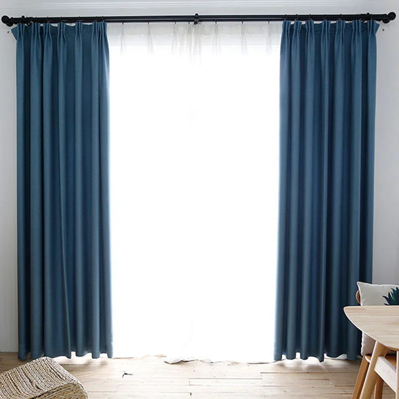 Современные плотные льняные затемненные шторы ENHAO для гостиной, шторы для спальни, кухни, оконные тканевые шторы, 80% Затемняющая панель - Цвет: deep blue